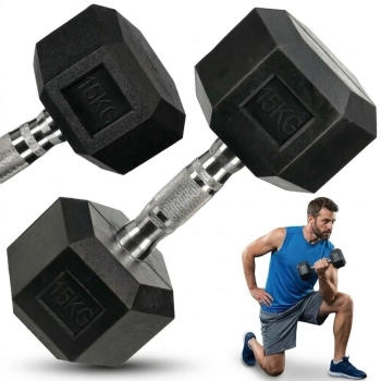 HANTEL OBCIĄŻNIKI DO ĆWICZEŃ MIĘŚNI HEX 15KG